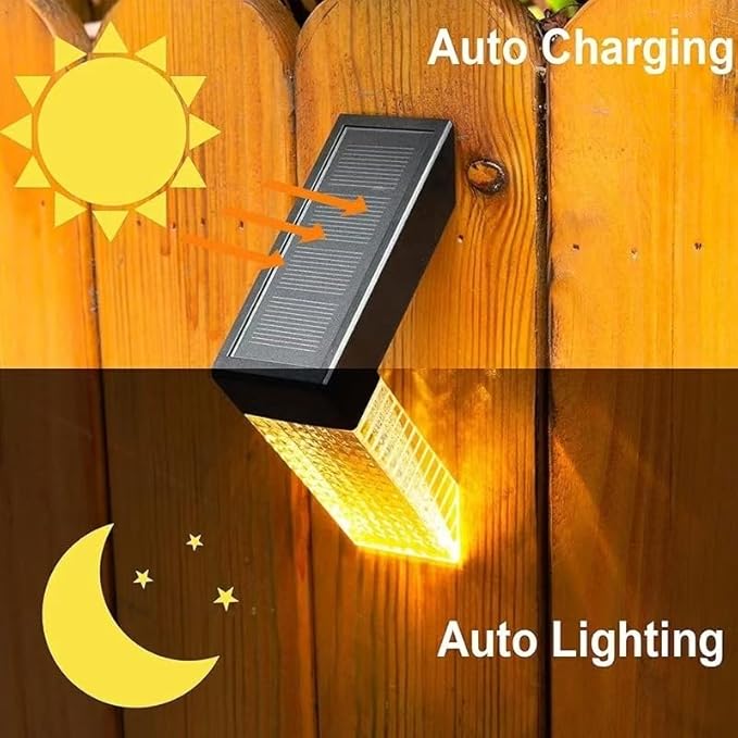 [4-pack] Outdoor solar lights, waterproof induction stair step lights, IP65 waterproof, automatically light up at dark, suitable for stairs, garden fences, flower bed decorations and terraces