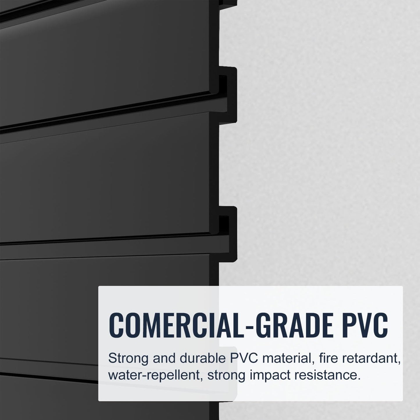 Slatwall Panel Garage Organizer PVC Slatwall Heavy Duty Wall Mounted Rack, Interlocking Slat Wall Panels for Tool Organization Peg Board(Black 4 x 4 ft)