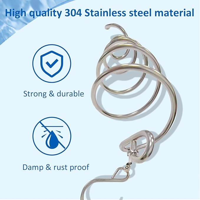 Gazing Ball Spiral Tail with Blue Glass Orb, 3D Wind Spinners Stabilizer, Wind Spinner Spiral, Hanging Rotating Art Decor - Visual Illusion in Spinning, Indoor Outdoor Garden Decoration 13in