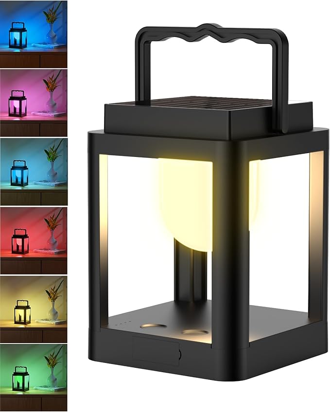 Outdoor Solar Table Lamp,Collasis 10 RGB Color Changing Lights,Portable Rechargeable Solar Lantern Waterproof, Touch Control Outdoor LED Lights Decorative for Patio Walking Reading Camping Bedside