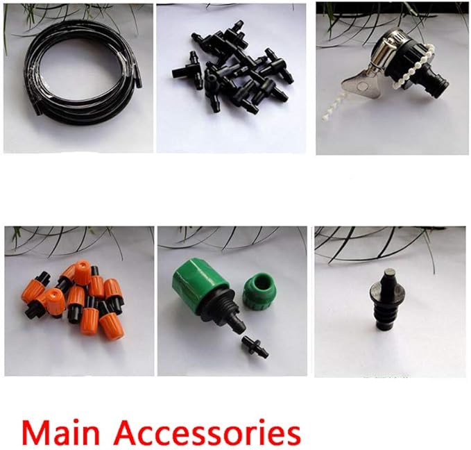 Drip Irrigation kit Plant Watering System Gravity Fed Irrigation Water Drip Setfor Garden Greenhouse Yard Lawn Home or Vacation Use 10M 8/11" Tube 20 Nozzles