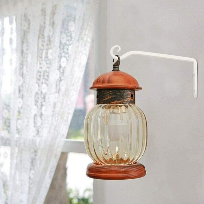 FEED GARDEN Hanging Plant Bracket 10 Inch 2 Pack, Hand-Forged Plant Hanger for Hanging Bird Feeders, Wind Chimes, Flower Baskets, Lanterns, Indoor/Outdoor Use, White