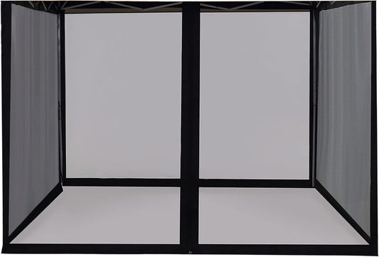 10'x10' Mosquito Netting for Patio with Zipper, Outdoor Replacement Mesh Sidewall Netting for Porch/Patio/Canopy/Gazebo (Mosquito Netting Only, Black)