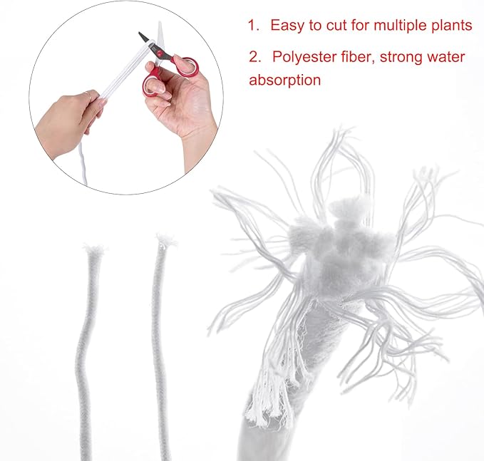 ORIMERC 200 feet 1/5 inch Self Watering Capillary Wick Cord Vacation Plant Sitter DIY Hydroponic Wicking Rope Seeds Start Planter Pot Automatic Potted Flower Passive Lazy Waterer String System Device