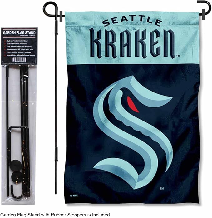 WinCraft Seattle Kraken Garden Flag and Pole Stand Holder