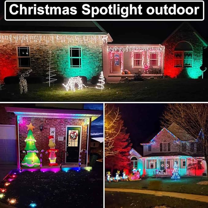 Landscape Lighting, 24W RGB Spot Lights Outdoor for Yard with Transformer & Remote 12 Colors and 19 Modes Outdoor Lights for House Lawn Tree Flag Garden Driveway Backyard Fence Plant, 4 Pack