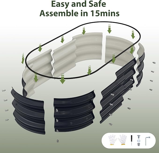 Raised Garden Bed Kit, 4x2x1 ft Galvanized Planter Box Outdoor with Safety Edging, Large Metal Raised Beds for Gardening Vegetables Flower Herb (Navy Blue)