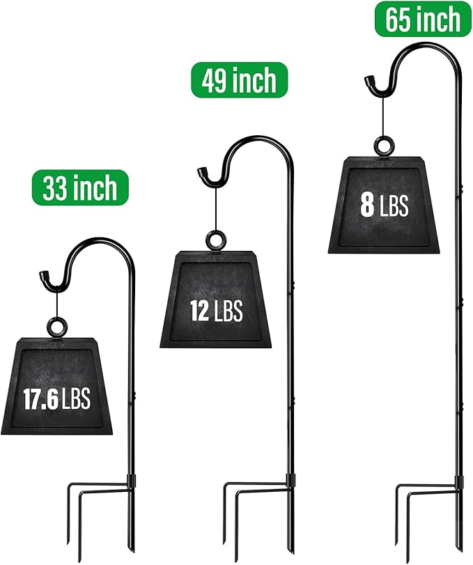 GOFORWILD Shepherd Hook 4 Pack Adjustable, 49 inches Tall, Made of Premium Metal for Garden Decor, Plant Hanger, Lantern Hook, Solar Light Hanging, 7014