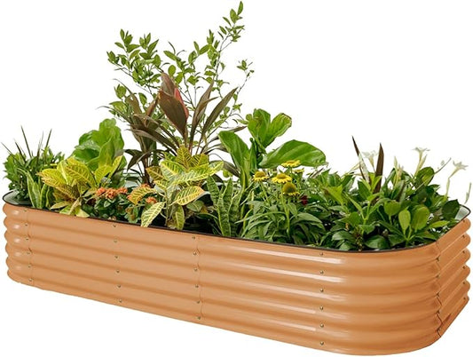 Vego garden Raised Garden Bed Kit, 17" Tall 10 in 1 Modular, Metal Planter Box for Vegetables, Flowers, Herbs, Terra Cotta