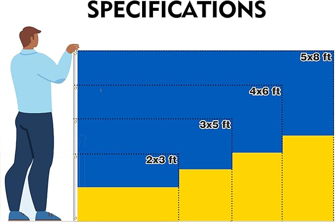 Ukraine Flag 3x5FT Ukrainian National Polyester Flag With 2 Grommets For Patriotic Ukrainian Themed Festival Events Party Decoration (Ukraine, 3x5FT)