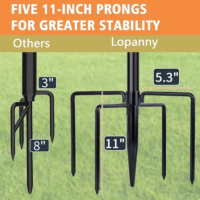 LOPANNY String Light Poles - 2 Pack 9.8FT Ft Light Poles for Outside String Lights,Outdoor Light Poles with Fork,Metal Poles Stand for Patio Deck Backyard