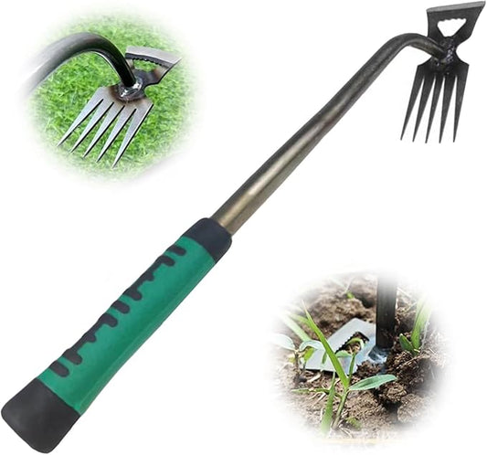 Gardening Hand Weeder Tools, New Weeding Artifact Uprooting Weeding Tool with Handle, 5 Teethes Durable Manganese Steel Weed Puller Tool for Vegetable Gardening Backyard Farm Planting & Weeding