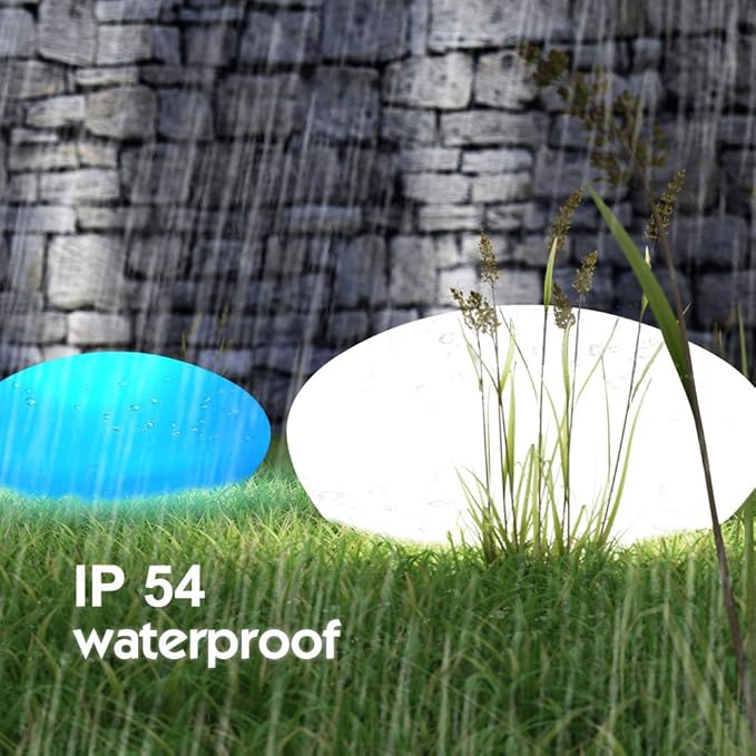 Solar Garden Lights Outdoor Glow Cobblestone Shape Lamp Garden Decor Light-White & RGB Light Waterproof Landscape Night Lights for Lawn/Patio/Path 1pc