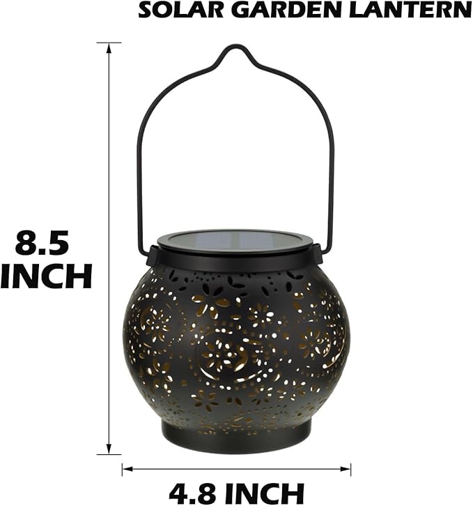 LeiDrail Hanging Solar Lanterns 2 Pack Solar Lanterns Outdoor Waterproof Garden Metal Decorative Light for Yard Patio Tree Tabletop Landscape