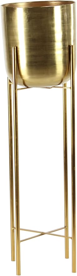 CosmoLiving by Cosmopolitan Metal Indoor Outdoor Planter Tall Indoor Outdoor Dome Large Planter Pot with Removable Stand, Set of 2 Planters 39", 46"H, Gold