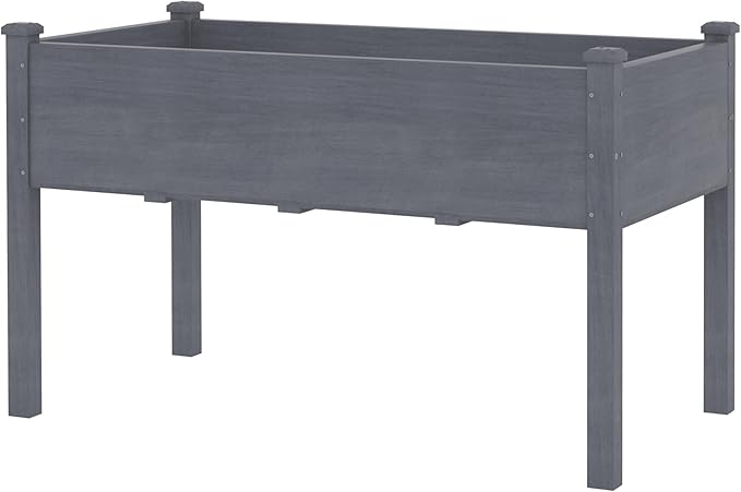 MUPATER 4x2FT Raised Garden Bed,Raised Garden Bed with Four Legs, Elevated Planter Box with Drainage Holes for Herbs, Flowers and Vegetables for Garden, Greenhous and Farm, Gray