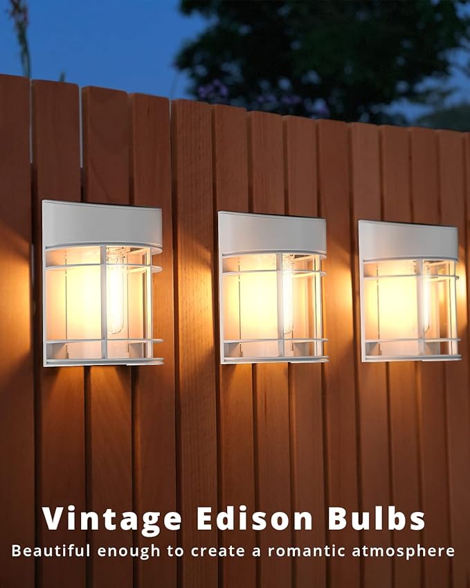 Solar Fence Lights, 8 Pack Deck Light Solar Powered, Waterproof Solar Outdoor Lights Decorative for Garden Backyard Fence Post Patio, White