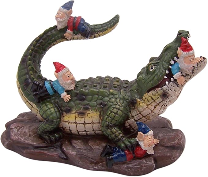 Gator Gnome: Whimsical Garden Figurine - Unique Home & Outdoor Decor