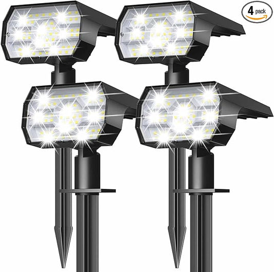 NYMPHY Solar Lights Outdoor Waterproof IP68, 56 LED 3 Lighting Modes Solar Powered Garden Yard Spot Solar Lights for Outside Landscape- 4 Pack (Cool White)