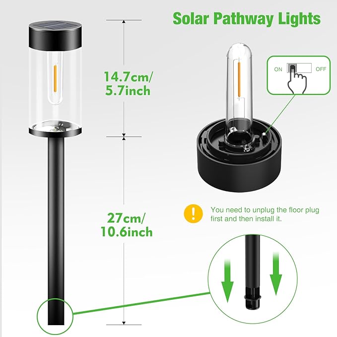 nipify LED Solar Pathway Lights Outdoor, 8 Pack Waterproof Solar Powered Yard Lighting, Auto On/Off Solar Walkway Light for Garden Lawn Path Outside(Warm White)
