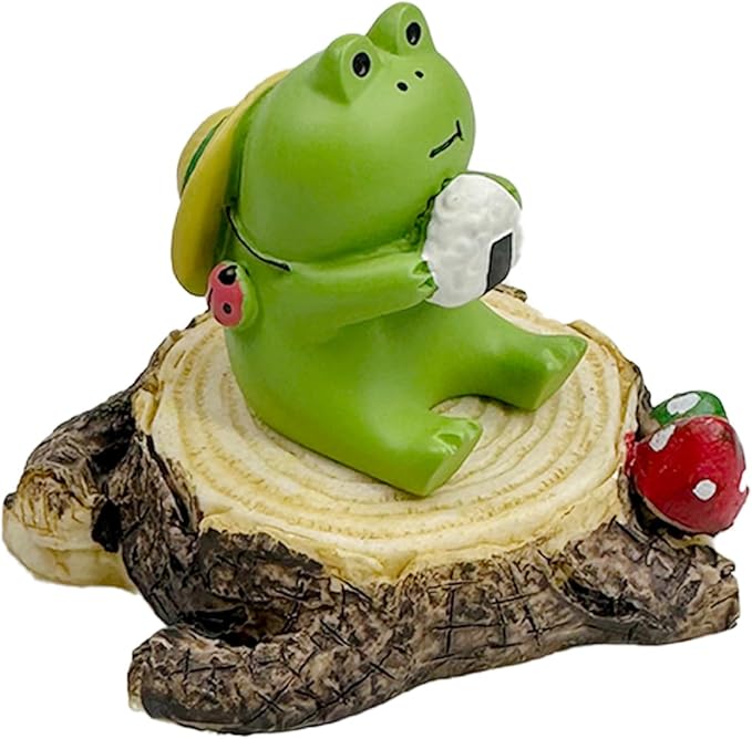 Miniature Frog Figurines - Cute Frog Sculpture for Outdoor Fairy Garden and Desk Decorations - Adorable Figurine Statue Decor for Plant Shelf, Desk, Office, Bedroom