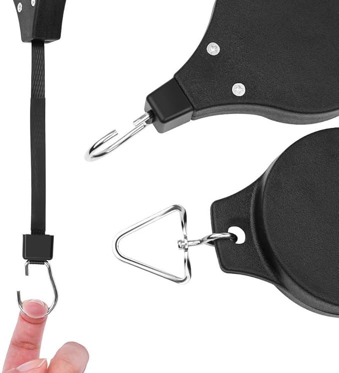 Pack Plant Hook Pulley, Retractable Plant Hanger Easy Reach Hanging Flower Basket for Garden Baskets Pots and Birds Feeder Hang High up and Pull Down to Water Or Feed (White 4Pack)