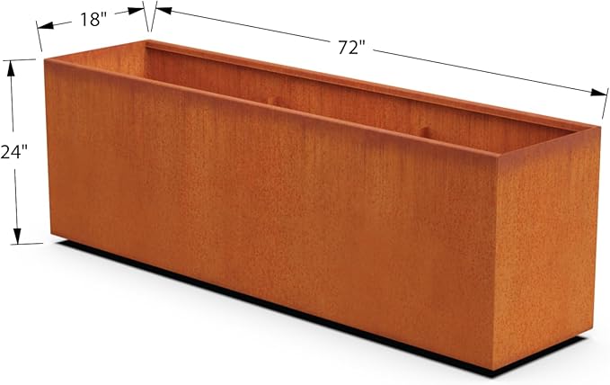 Corten Steel Planter Rectangle Outdoor Metal Garden Box Heavy Duty | Made in USA | Fully Assembled