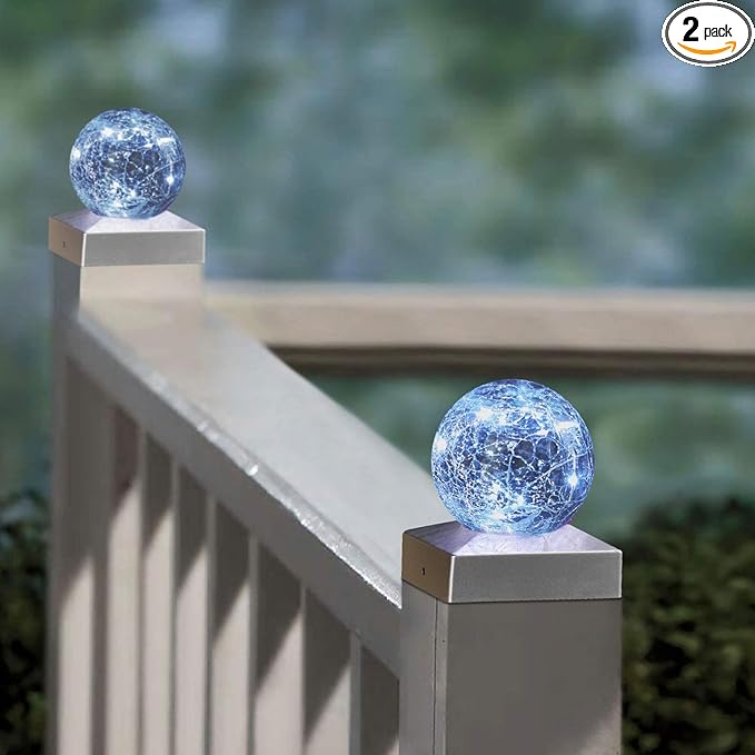 Solar Post Cap Lights Deck Fence 4x4 Outdoor Lighting for Garden, Patio (Cool White, 2 Pack)