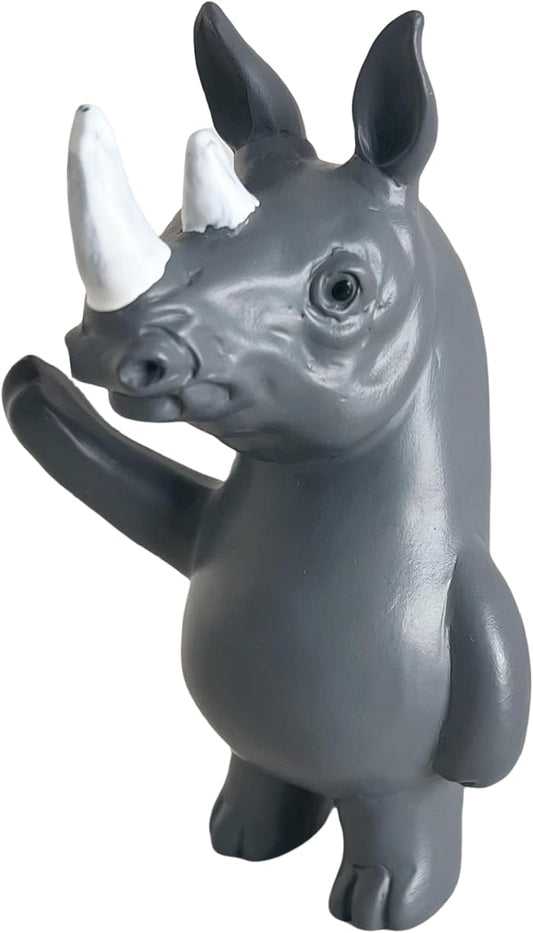 Jxueych Rebellious Rhino Figurine, Miniature Resin Rhino Standing 4 Inch, Adorable Mini Rhino - The Perfect Blend of Power and Charm for Your Home Decor!