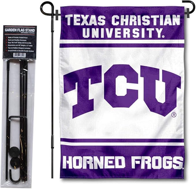 College Flags & Banners Co. Texas Christian Horned Frogs Garden Flag with Stand Holder