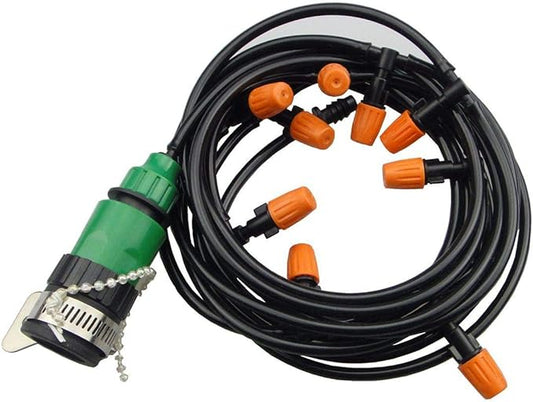 Drip Irrigation kit Plant Watering System Gravity Fed Irrigation Water Drip Setfor Garden Greenhouse Yard Lawn Home or Vacation Use 10M 8/11" Tube 10 Nozzles