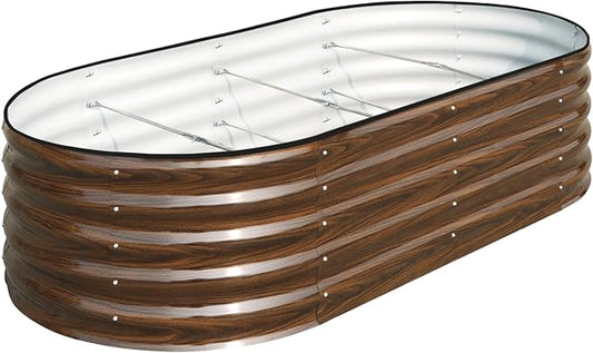 SnugNiture Galvanized Raised Garden Bed, 6x3x1.5ft Oval Metal Planter Box for Planting Outdoor Plants Vegetables