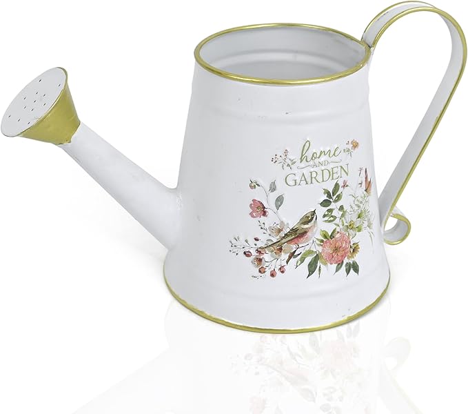 Cute Small Watering Can Indoor Plants Garden Metal Decorative Watering Cans for Outdoor Plants Bonsai Outdoor Garden Flower Decorative (White, 1.5L, 50.7 Oz)