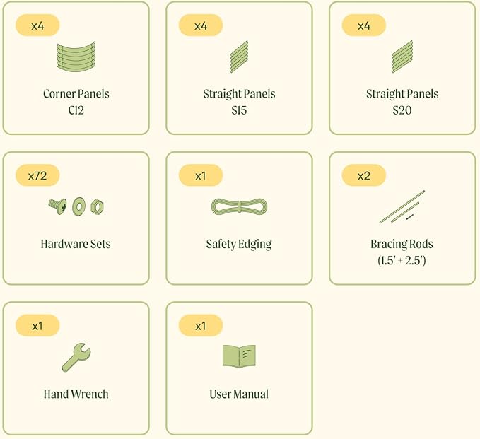 Vego garden Raised Garden Bed Kit, 17" Tall 10 in 1 Modular Metal Planter Box for Vegetables, Flowers, Herbs, Pearl White