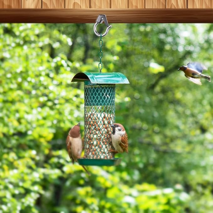 BeneLabel 4Pcs Wall Mount Ceiling Plant Hanger Hooks, Outdoor Hanging Brackets for Hanging Plant Light Outdoor Wire Fairy Lights Wind Chimes Bird Feeders, Safety Buckle Design, 3 1/4"