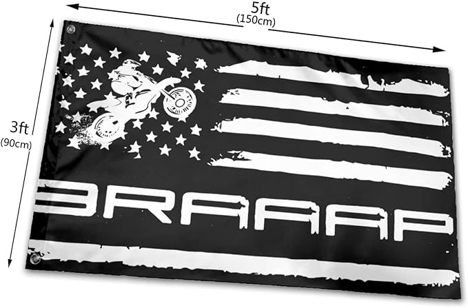 Braaap Motocross Dirt Bike American Flag 3x5 Ft Indoor/Outdoor Yard Garden Lawn Holiday Decoration Banner Sign