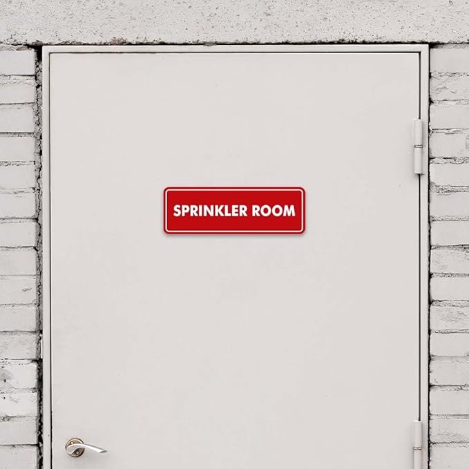 Signs ByLITA Standard Sprinkler Room Sign (Walnut) - Small 2 Pack