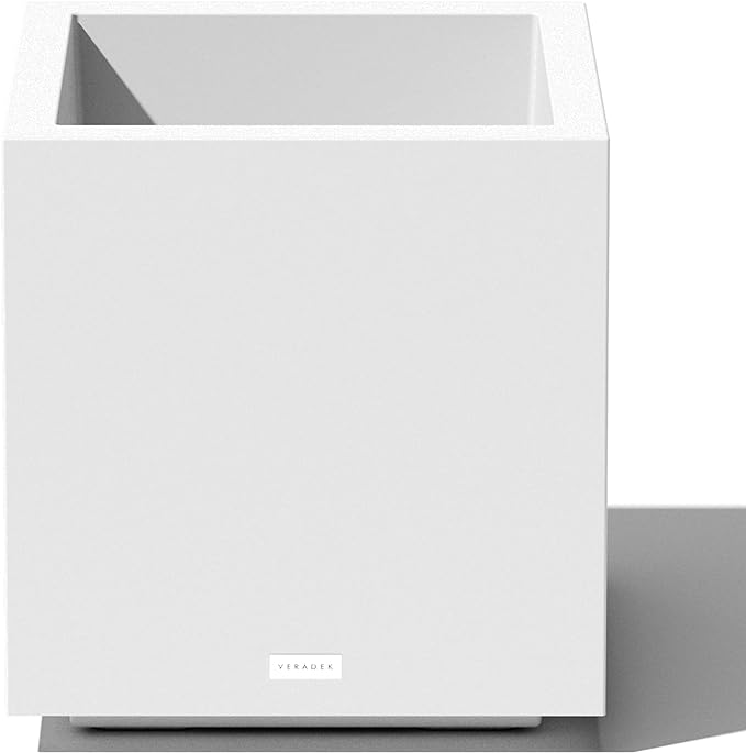 Veradek Block Series Cube Plastic Planter - Large Square Planter for Indoor or Outdoor Patio/Garden | Durable All-Weather Use with Drainage Holes | Modern Décor for Tall Plants, Trees, Flowers