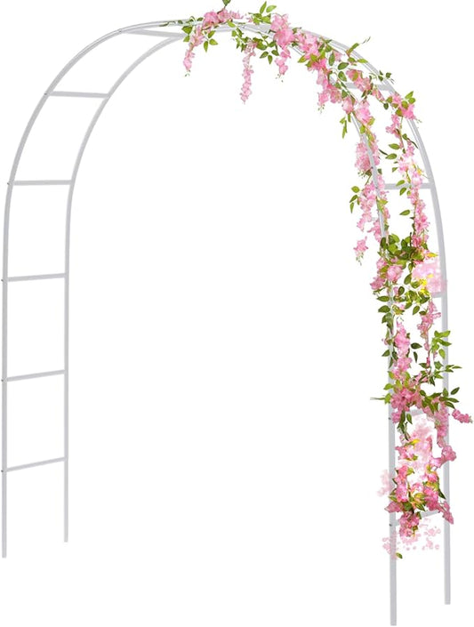 RUBFAC Metal Garden Arch, Wedding & Event Decoration, Garden Trellis for Climbing Plants, Assemble Freely 2 Sizes for Various Climbing Plant Roses Vines Bridal Party Decoration White, 1 Pack