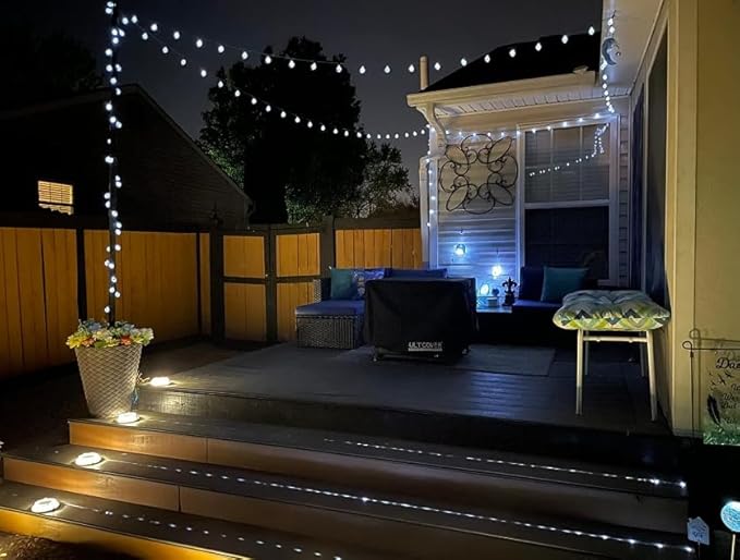 Brightown Outdoor Solar String Lights - 60 Led, 35.6 Feet with 8 Modes, Waterproof, Perfect for Garden, Yard, Porch, Wedding Party Decor (Pure White)