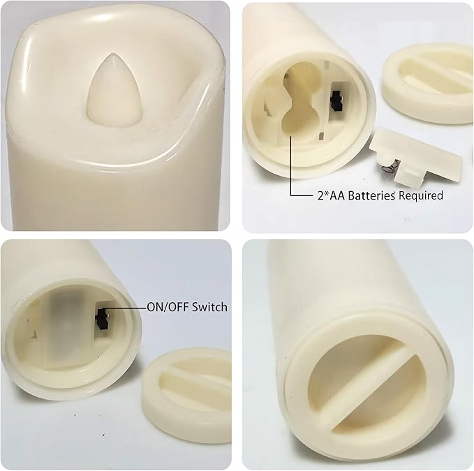 CANDLE CHOICE Waterproof Outdoor Battery Operated Flameless Candles with Auto Timer Flickering Plastic Resin Electric LED Slim Pillar Lights for Lantern Patio Garden Wedding Decorations 2”x4” 2 Pack