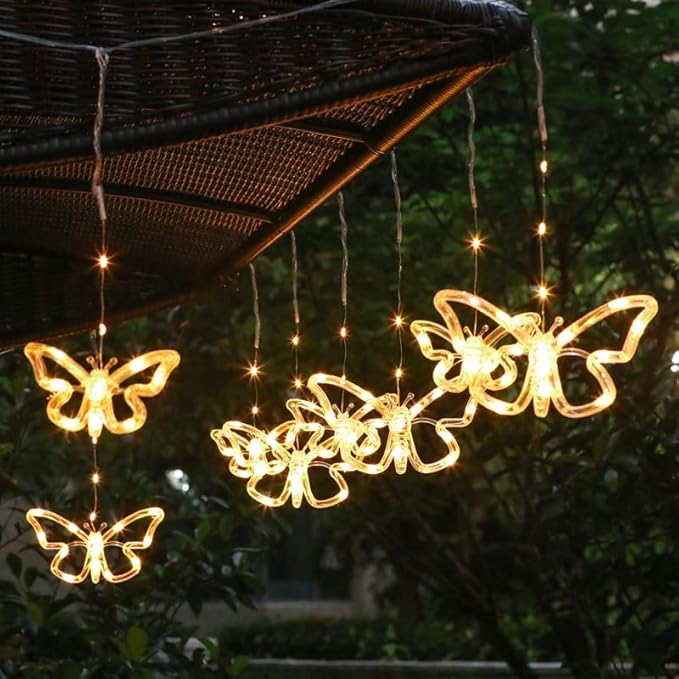 Solar USB String Butterfly Lights Indoor Outdoor 10 LED Fairy Light Decorations for Garden Fence Patio Yard Christmas Tree, Lawn, Patio, Party Decoration (Solar Light)