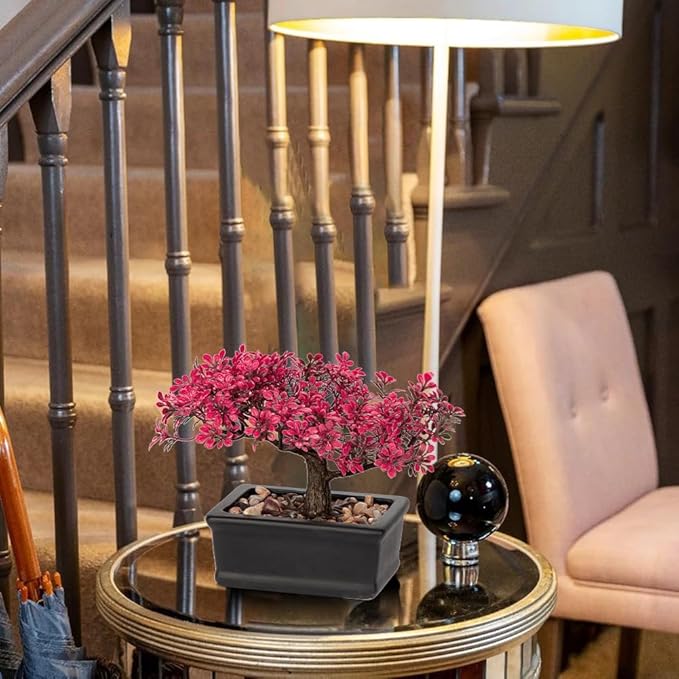 Artificial Bonsai Tree Juniper Faux Plants Indoor Fake Plants Decor with Ceramic Pots for Home Table Office Desk Bathroom Shelf Bedroom Living Room Farmhouse Decorations-Pink