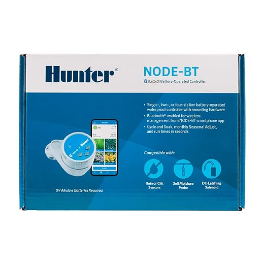 Hunter Company Node-BT Battery Operated 1-Station Bluetooth Irrigation Controller (DC Solenoid Not Included)