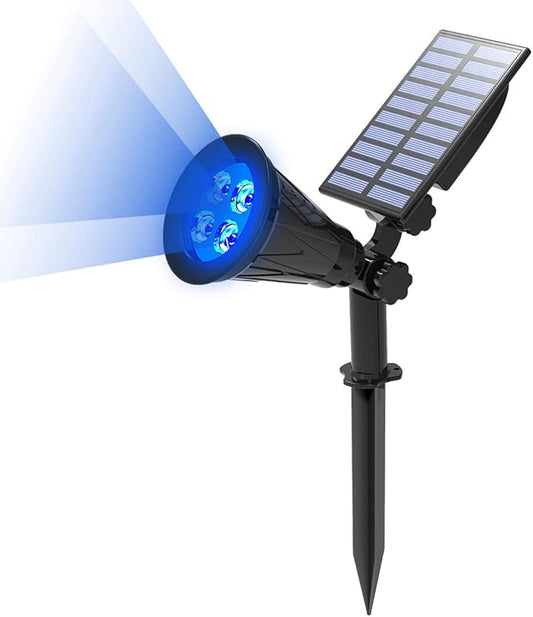 T-SUN Blue Solar Spotlights, Outdoor Waterproof Auto ON/Off Adjustable Garden Pond Lights for Tree, Patio, Yard, Driveway, Stairs, Pool Area