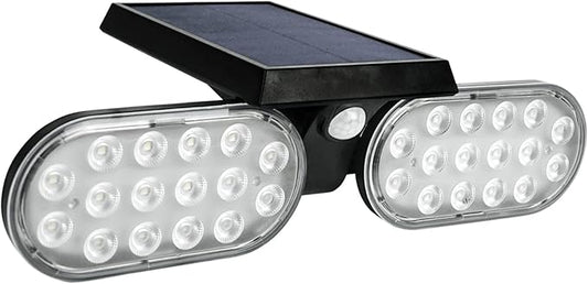 Luwint Solar Motion Lights Outdoor, Waterproof Solar Powered Flood & Security Lights for Outside, 2 Heads Swivel 360 Angle Solar Lights with Ground Stake