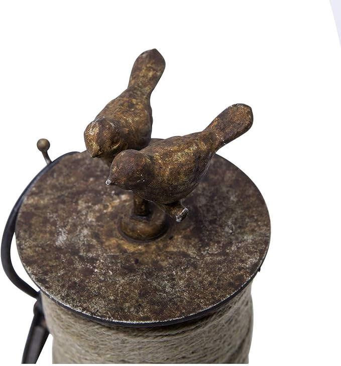 SOFFEE DESIGN Vintage Jute Twine Holder with Scissors for Garden Farmhouse Kitchen Counter Antique Twine Set Birds Rustic Black