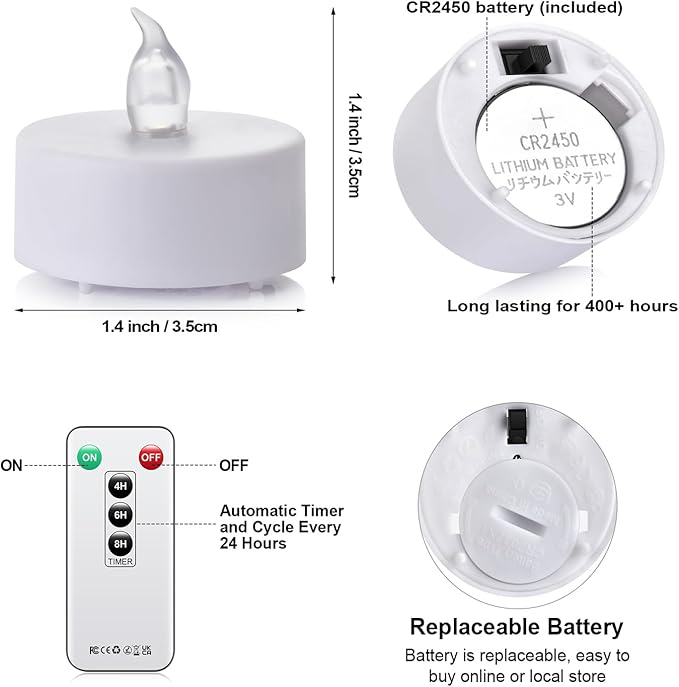 Tea Light Candles with Remote Control,50pack Flickering Flameless LED Candle,Long Lasting 400+Hours,Battery Operated with Timer for Home Decoration Seasonal &Festival Celebration WarmWhite