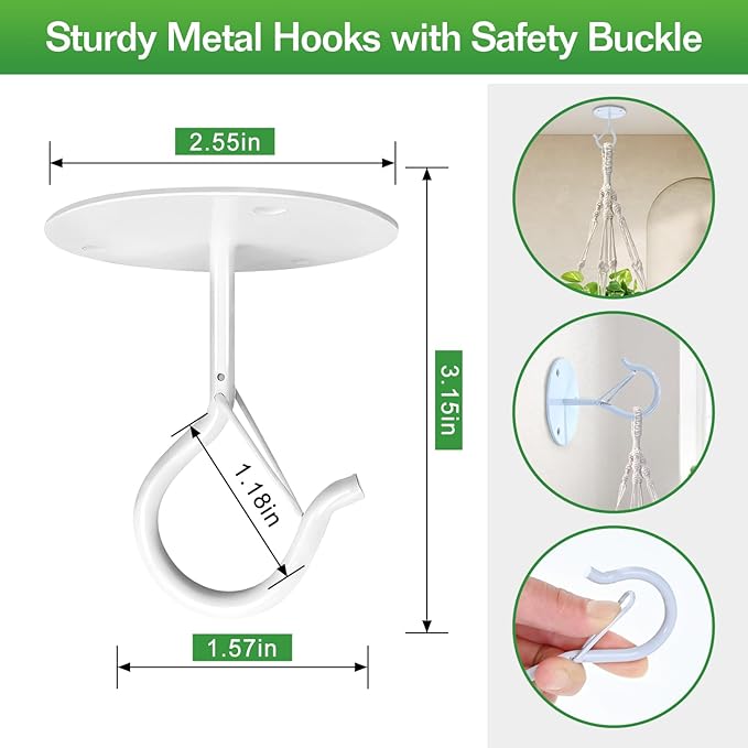 Hanging Planters for Indoor Plants with Self-Watering Hanging Pots for Plants, 2 Pack Macrame Hanging Plant Holders with Drainage Hole & Two Ceiling Hooks, Plant Hangers for Houseplants (7 Inch)