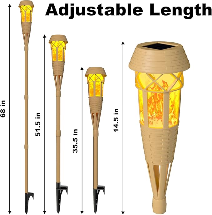 Solar Outdoor Lights – Solar Torch Lights with Flickering Flame for Garden Decor, Waterproof Solar Garden Lights, Outdoor Patio & Pathway Yard Decorations with Flame Torches - 4 Pack